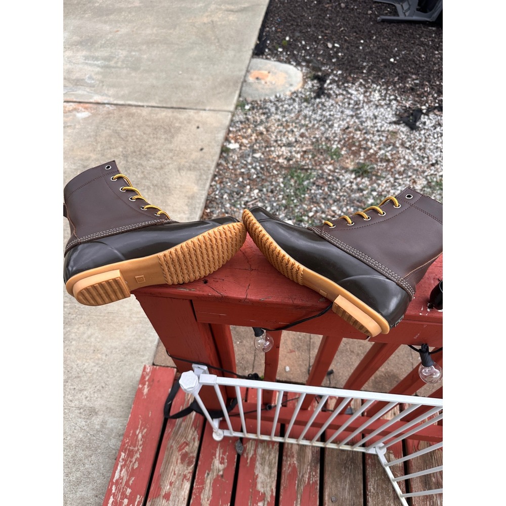 GH Bass Harlequin Brown Waterproof Duck Boots Wms 9M Leather Rubber/Rain Boot - Picture 13 of 13